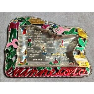 Retro Minnesota Vintage Travel Souvenir Metal Trinket Dish Ashtray